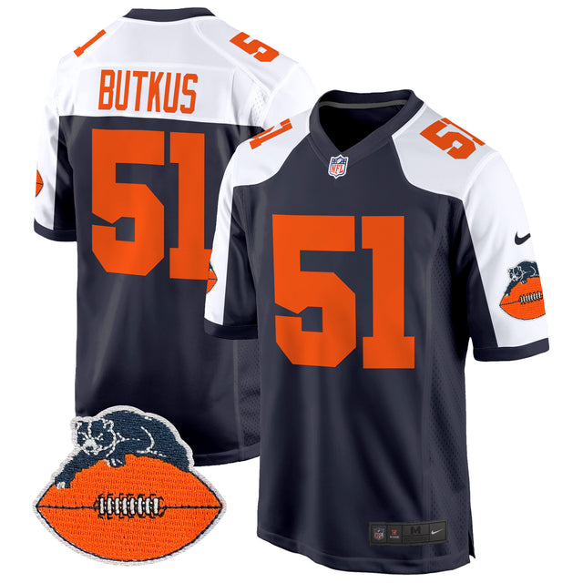 Men's Chicago Bears Throwback Game Jersey - All Stitched - Navy Alternate - Dick Butkus — view 1