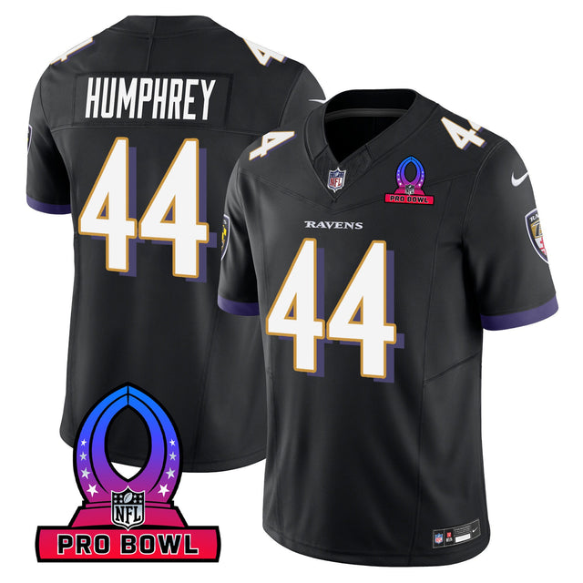 Men's Ravens 2024 Pro Bowl Patch Vapor Jersey - All Stitched - Black - Marlon Humphrey — view 1