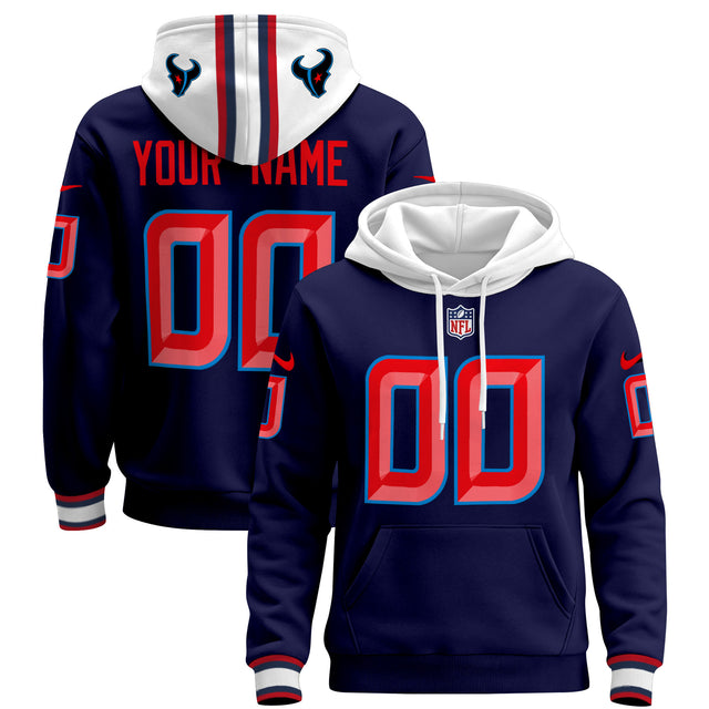 Houston Texans 2024 Pullover Custom Hoodie - All Stitched - Navy — view 1