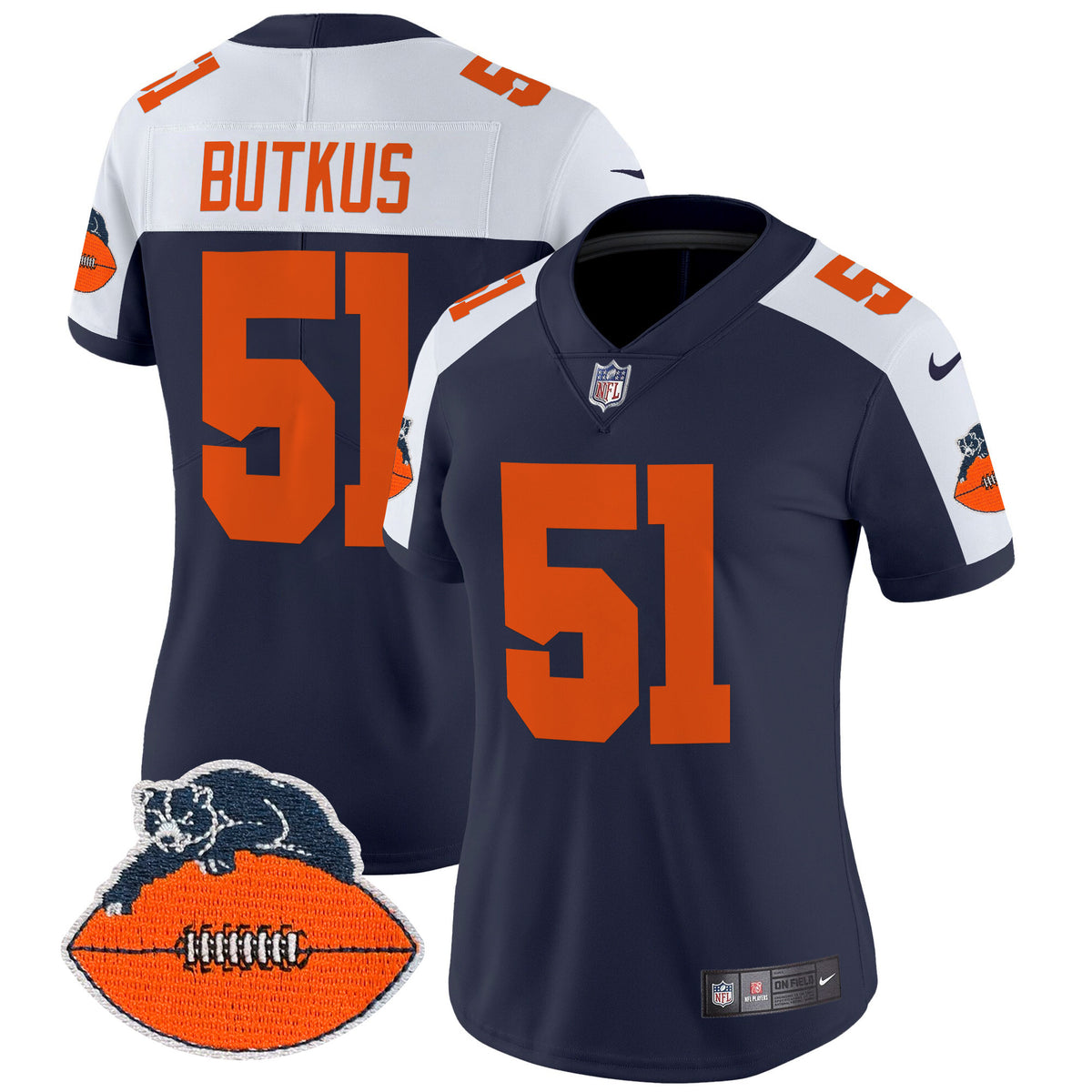Women's Chicago Bears Throwback Vapor Limited Jersey - All Stitched - Navy Alternate - Dick Butkus — view 1
