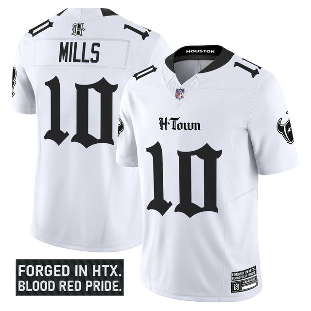 Men's Houston Texans 'Gothic Lone Star Shadows Edition' Vapor Limited Jersey - All Stitched - White - Davis Mills — view 1