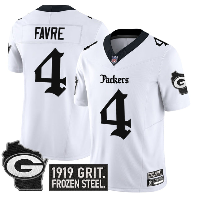Men's Green Bay Packers 'Gothic Frozen Tundra Edition' Vapor Limited Jersey - All Stitched - White - Brett Favre — view 1