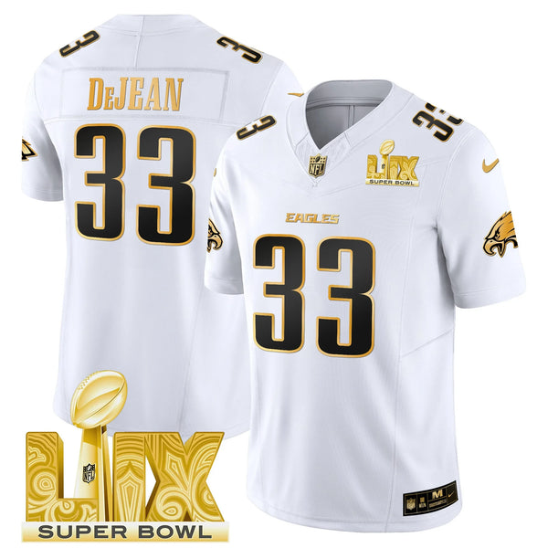Cooper DeJean Philadelphia Eagles Super Bowl LIX Jersey - All Stitched - White Gold — view 1