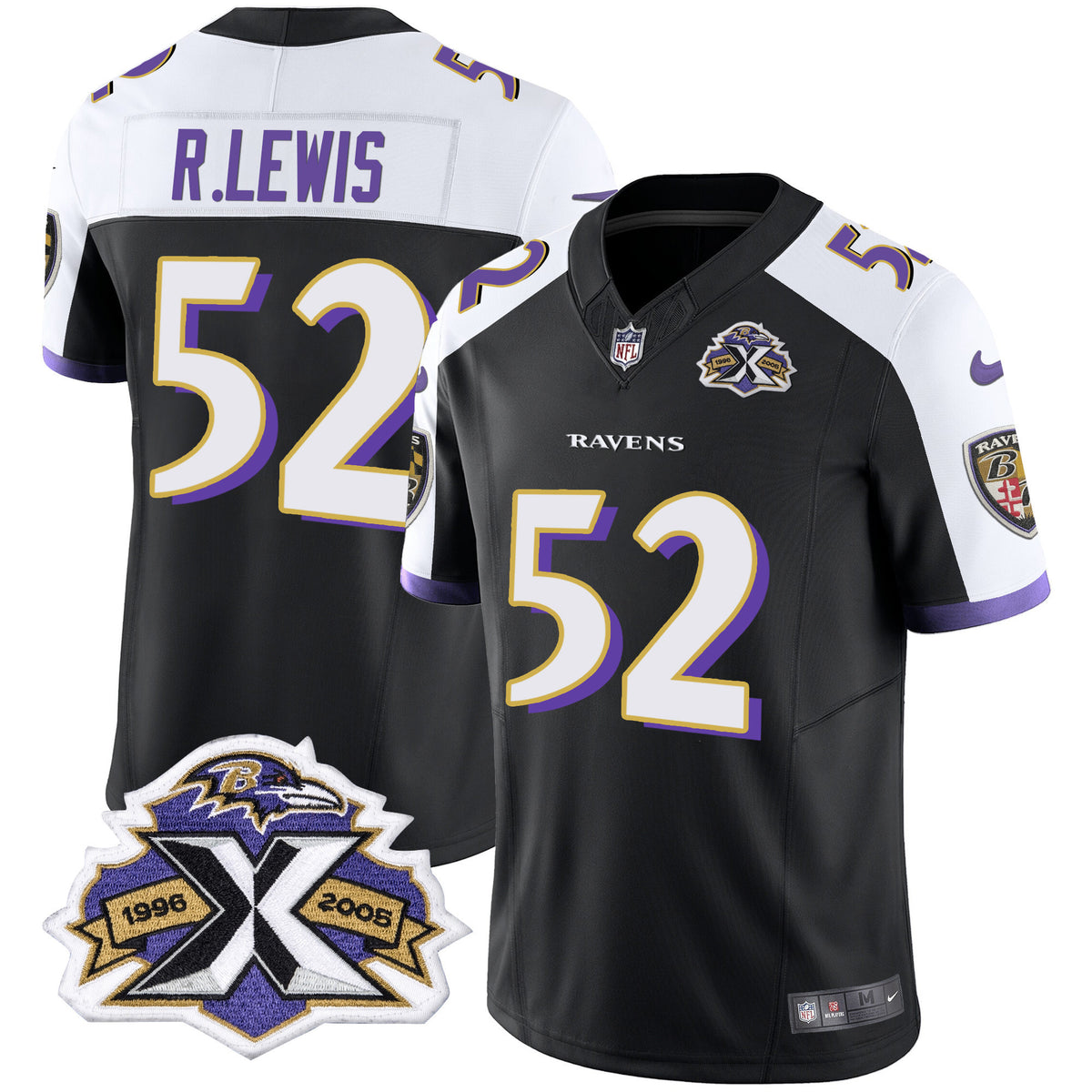 Men's Ravens 2005 Throwback Black Vapor Limited Jersey - All Stitched - Alternate - Ray Lewis — view 1