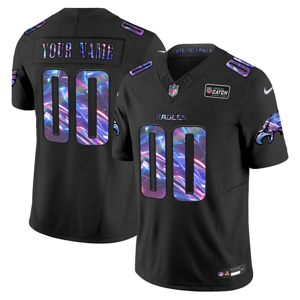 Eagles 2024 Crucial Catch Vapor Limited Custom Jersey V2 - All Stitched - Black — view 1