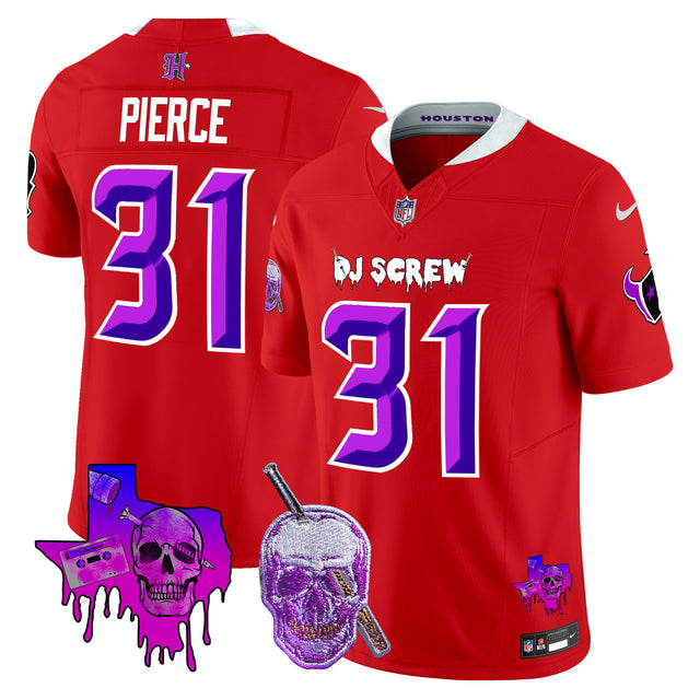 Men's Houston Texans DJ Screw Vapor Limited Jersey - All Stitched - Red - Dameon Pierce — view 1