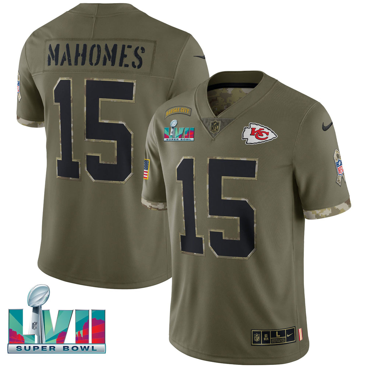 Chiefs Super Bowl LVII Salute To Service Player Jersey - All Stitched - Patrick Mahomes — view 1