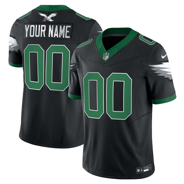 Eagles Kelly Green Vapor Limited Custom Jersey V3 - All Stitched - Black — view 1