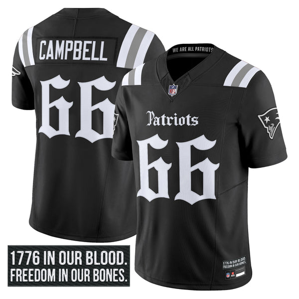 Men's New England Patriots 'Gothic Revolution Edition' Vapor Limited Jersey - All Stitched - Black - Will Campbell — view 1