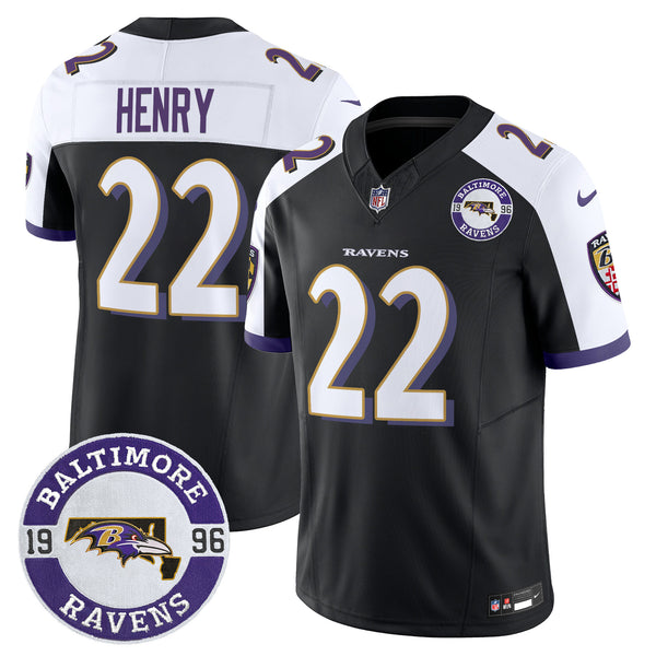 Men's Ravens 2024 Vapor Limited Jersey - Est. 1996 Patch - All Stitched - Black Alternate - Derrick Henry — view 1