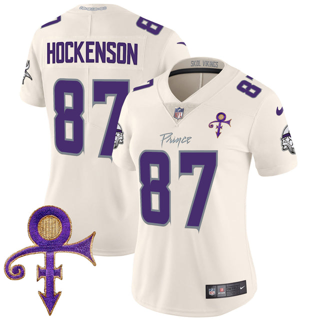 Women's Minnesota Vikings 2024 Prince Vapor Limited Jersey - All Stitched - Cream - T.J. Hockenson — view 1