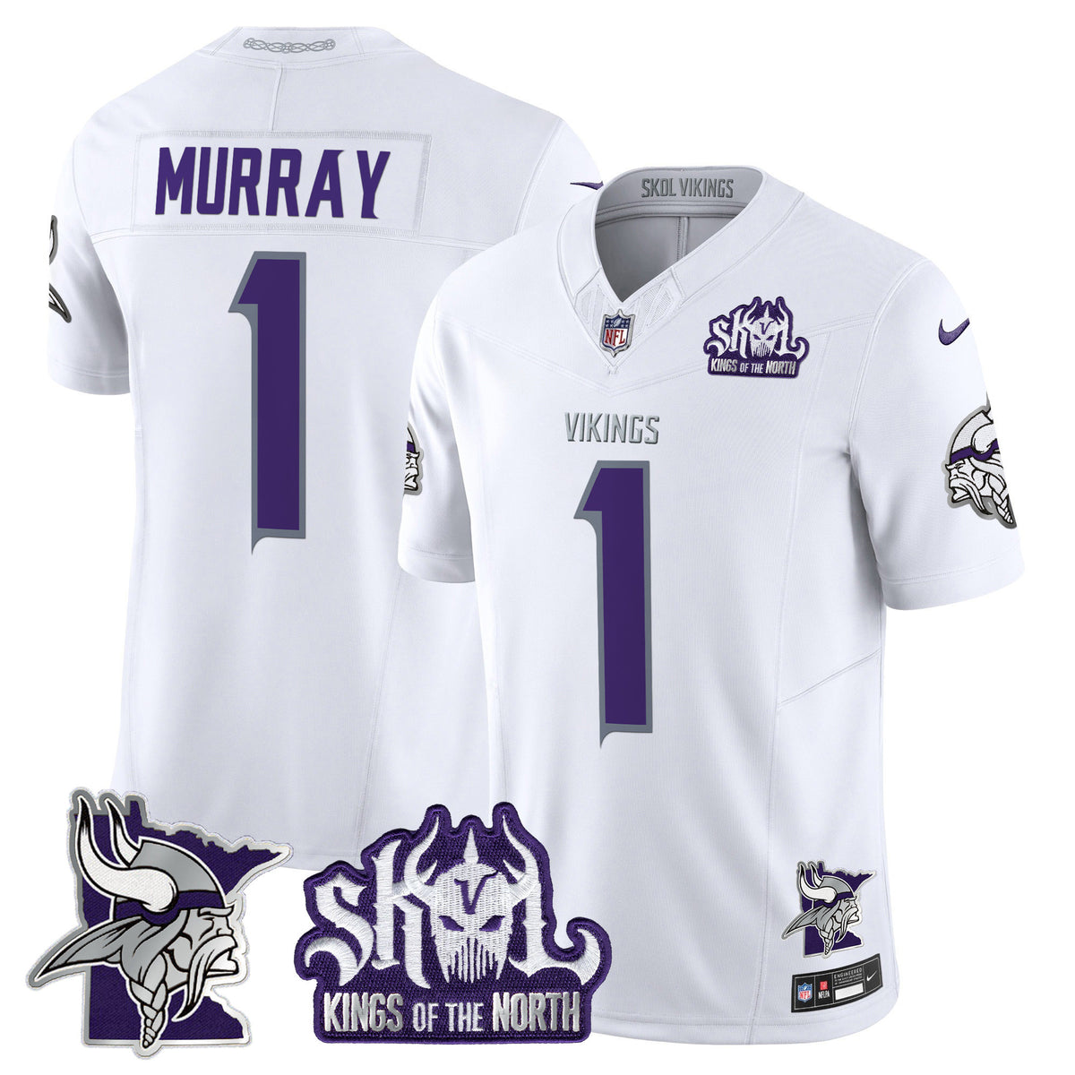 Men's Minnesota Vikings Kings Of The North Patch Vapor Limited Jersey V3 - All Stitched - Winter Warrior - Kyler Murray — view 1