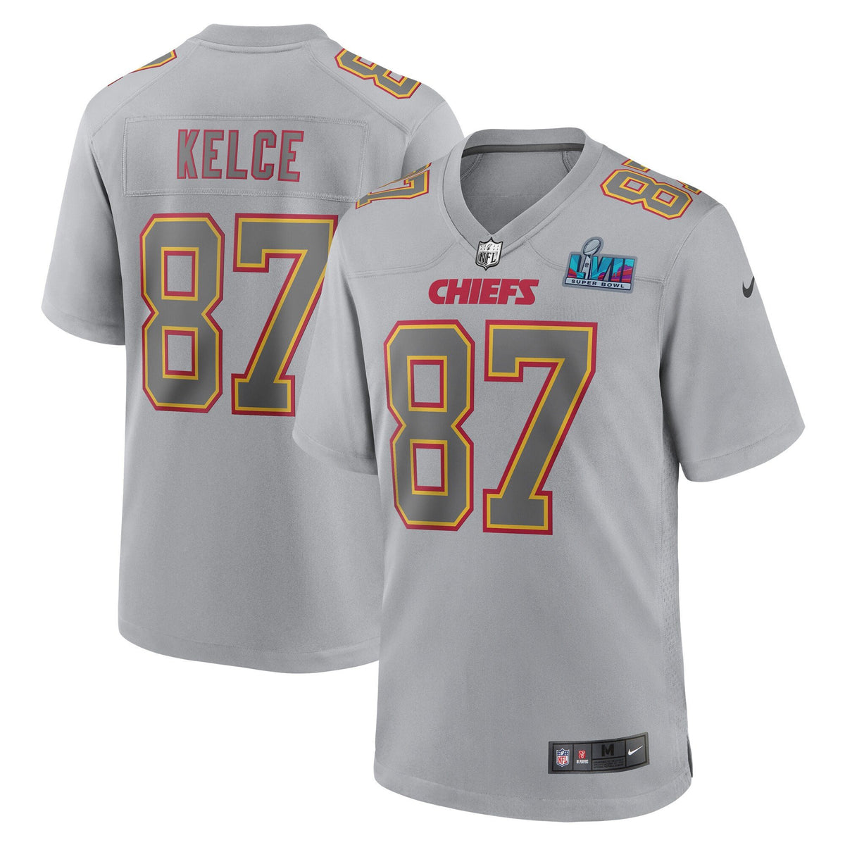 Chiefs Super Bowl LVII Patch Game Jersey Gray - All Stitched - Travis Kelce — view 1