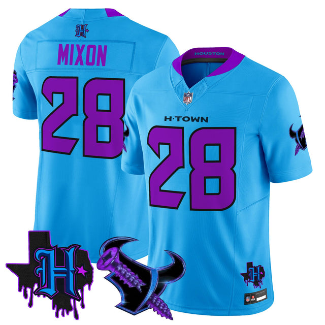 Men's Houston Texans DJ Screw Vapor Limited Jersey - All Stitched - Blue - Joe Mixon ~8576594 — view 1
