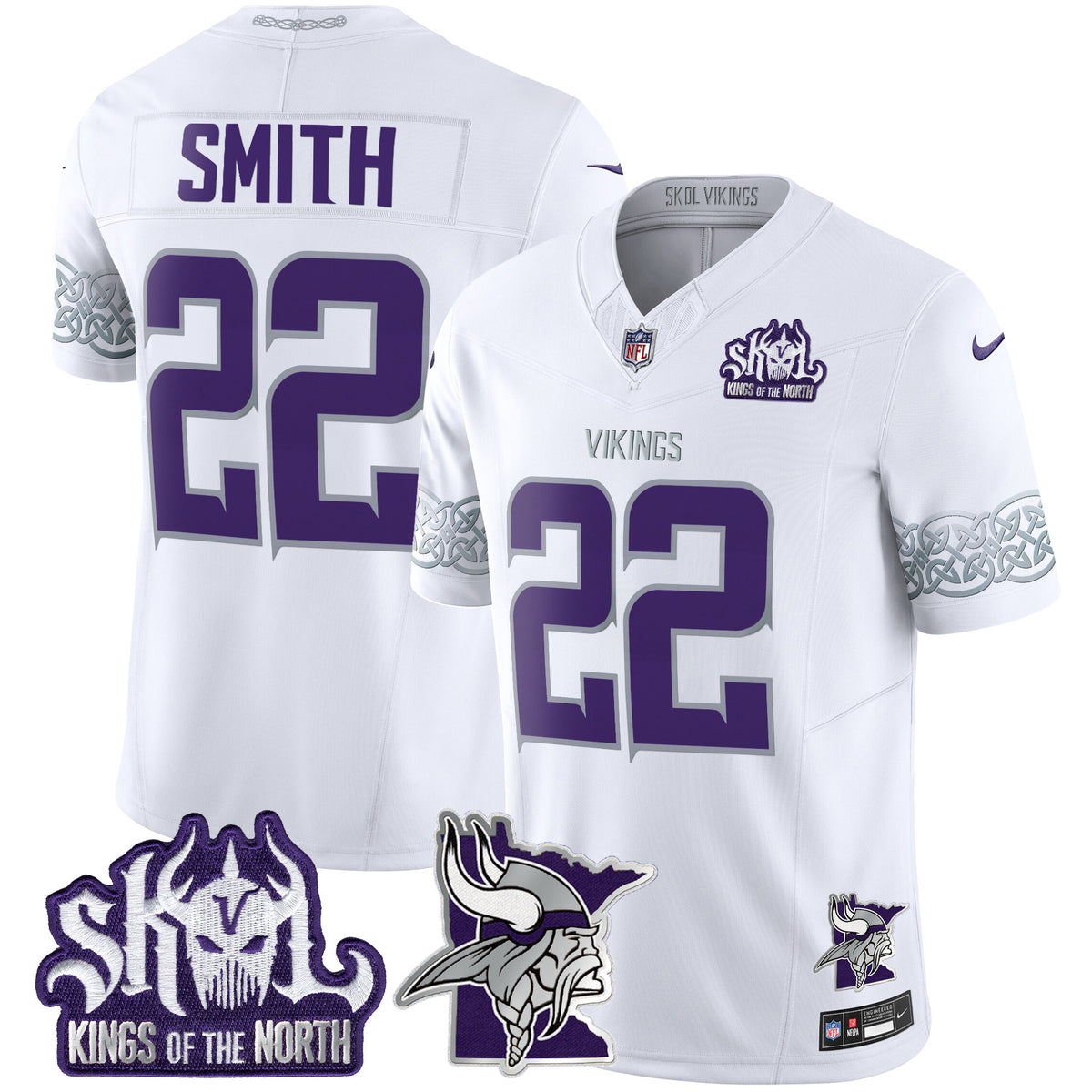 Men's Minnesota Vikings 2024 Winter Warrior Skol Patch Vapor Limited Jersey V2 - All Stitched - White - Harrison Smith — view 1