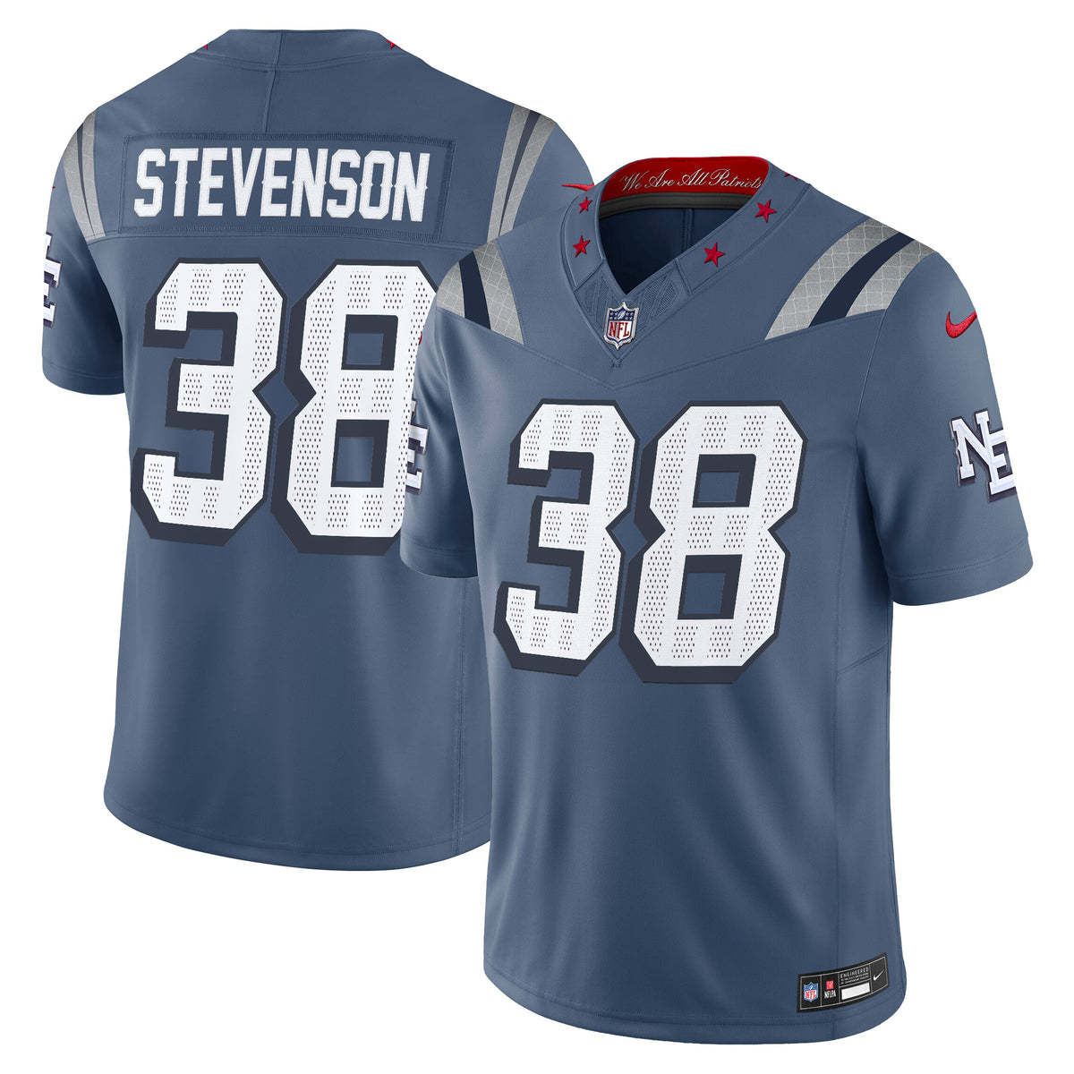 Men's New England Patriots 2025 Vapor Limited Jersey - All Stitched - Storm Blue - Rhamondre Stevenson — view 1