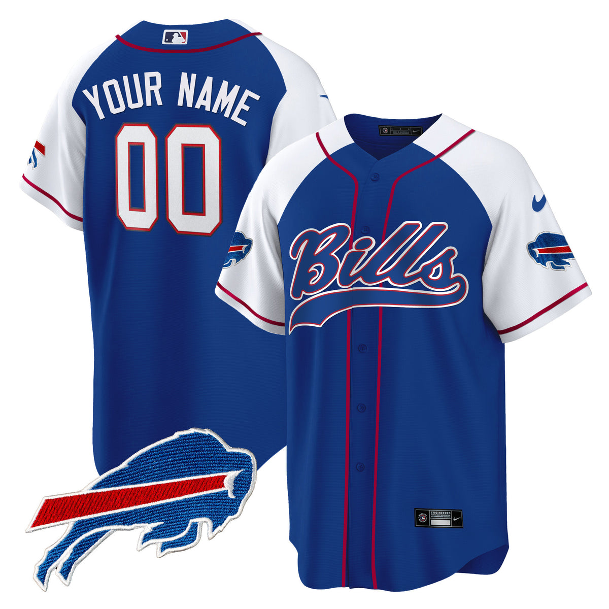 Buffalo Bills Baseball Custom Jersey - All Stitched - Royal Alternate — view 1
