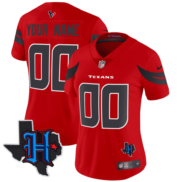 Houston Texans 2024 Texas Patch Vapor Limited Custom Jersey V2 - All Stitched - Red — view 1