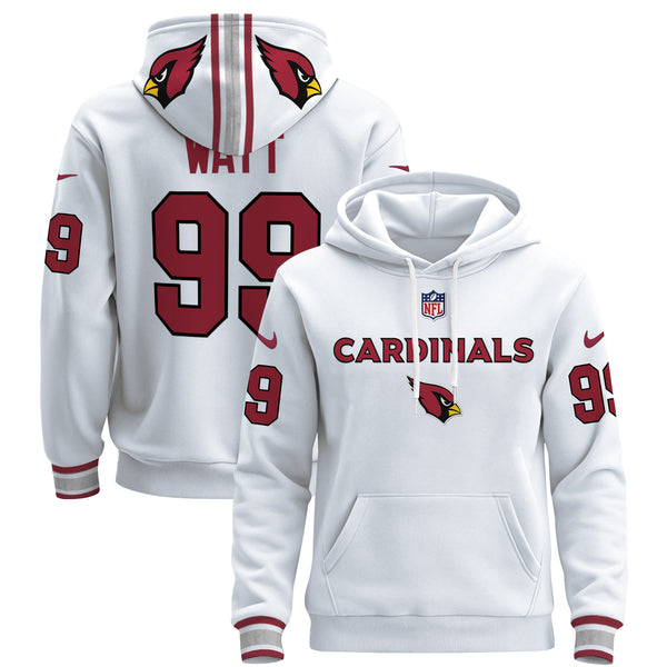 Men's Arizona Cardinals 2024 Pullover Hoodie V3 - All Stitched - White - J.J. Watt — view 1