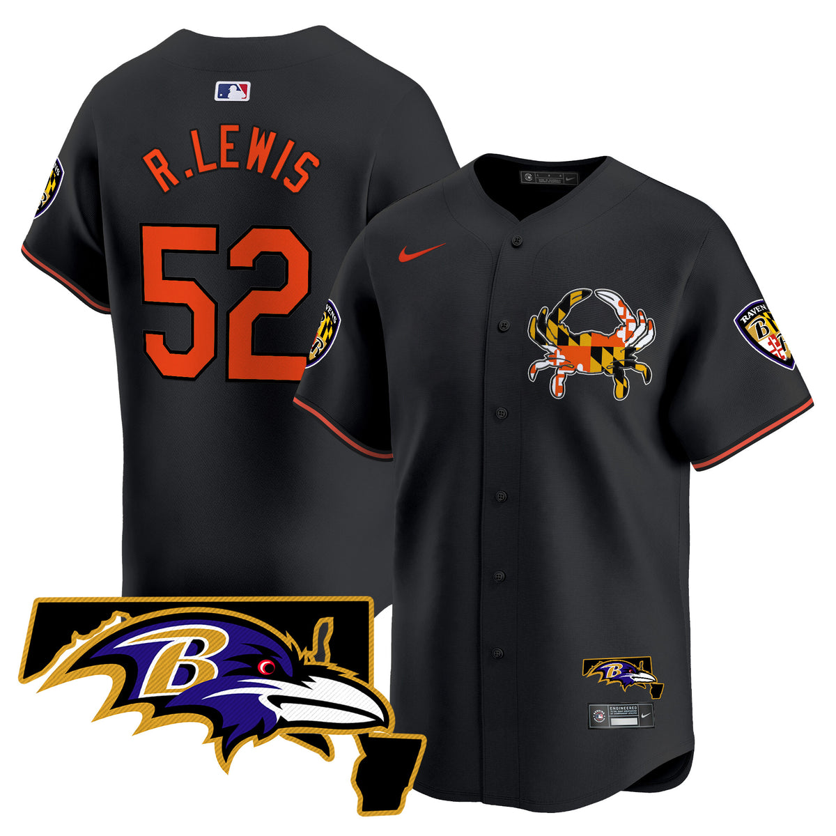 Men's Baltimore Ravens 2024 Vapor Premier Baseball Jersey - All Stitched - Black - Ray Lewis — view 1