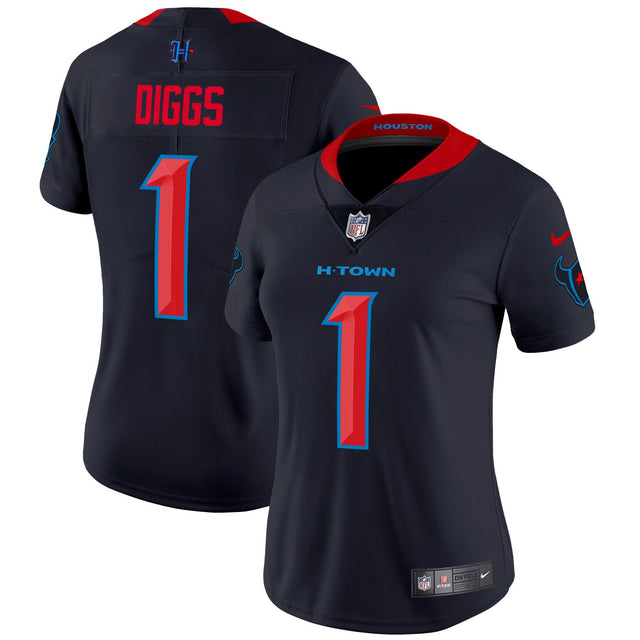 Women's Houston Texans 2024 Vapor Limited Jersey V2 - All Stitched - Navy Limited - Stefon Diggs — view 1