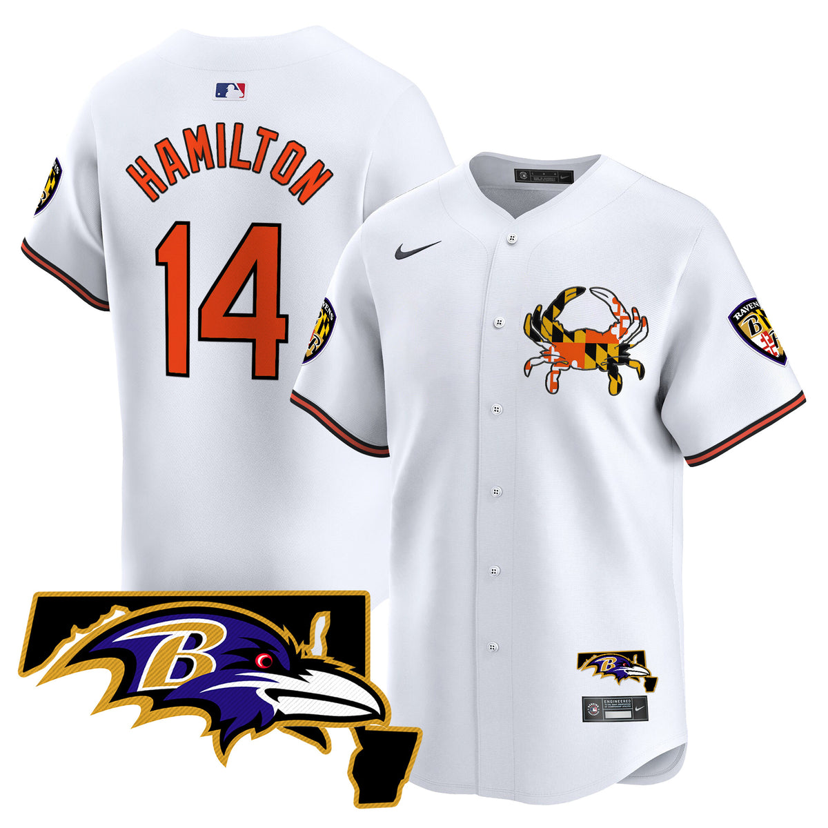 Men's Baltimore Ravens 2024 Vapor Premier Baseball Jersey - All Stitched - White - Kyle Hamilton — view 1