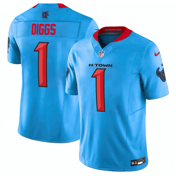 Men's Houston Texans 2024 Vapor Limited Jersey V2 - All Stitched - Blue - Stefon Diggs — view 1