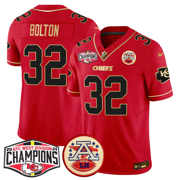 Men's Chiefs 2024 AFC West Division Champions Patch Vapor Limited Jersey - All Stitched - Red Special - Nick Bolton — view 1