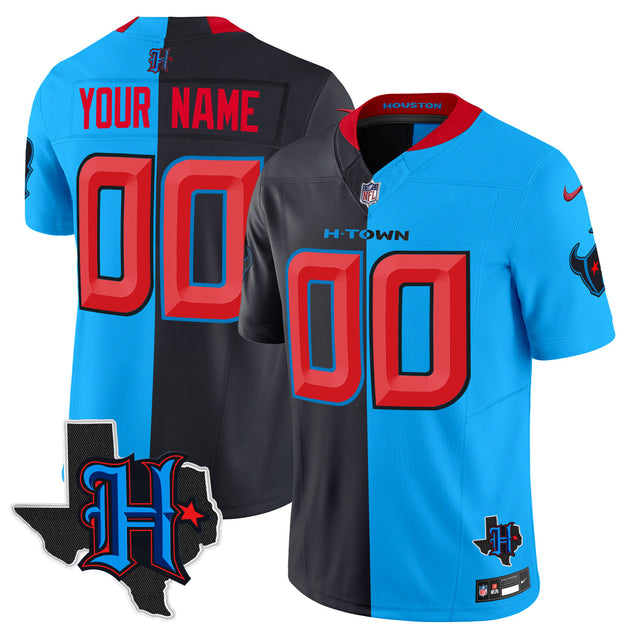 Houston Texans 2024 Texas Patch Vapor Limited Custom Jersey V2 - All Stitched - Split — view 1