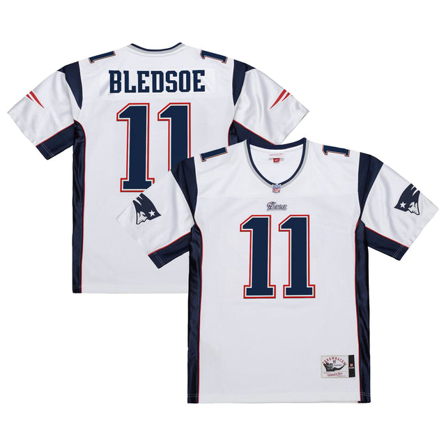 Men's New England Patriots Throwback Player Jersey - All Stitched - White - Drew Bledsoe — view 1