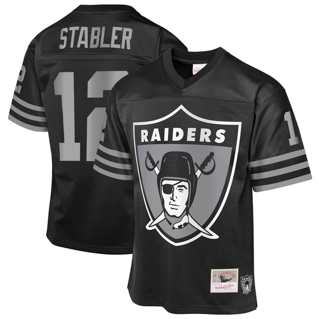 Men's Las Vegas Raiders Throwback Player Jersey - All Stitched - Black Limited - Ken Stabler — view 1