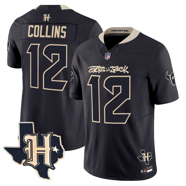 Men's Houston Texans x Cactus Jack Vapor Limited Jersey - All Stitched - Navy - Nico Collins — view 1