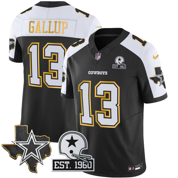 Men's Cowboys Texas Patch Gold Trim Vapor Jersey - All Stitched - Black Alternate - Michael Gallup — view 1