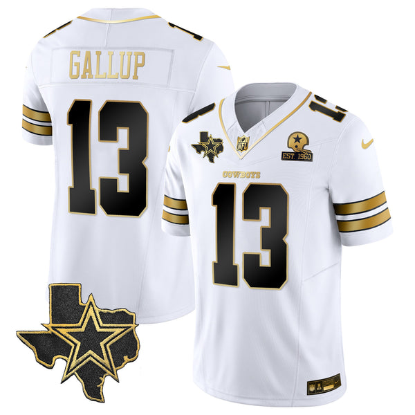 Men's Cowboys Vapor Gold Jersey V2 - All Stitched - White Gold - Michael Gallup — view 1