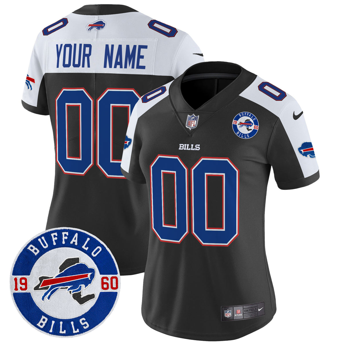 Buffalo Bills 2024 Vapor Limited Custom Jersey - Est. 1960 Patch - All Stitched - Black Alternate — view 1