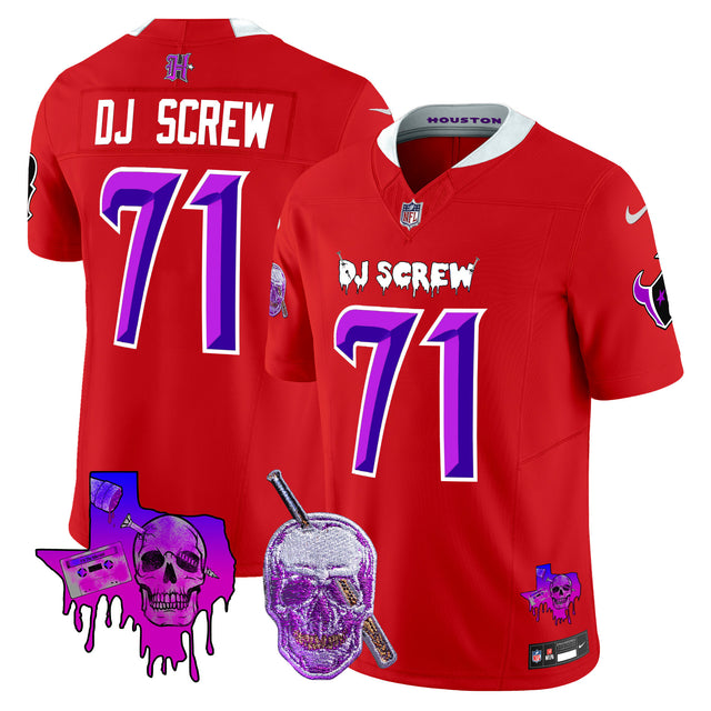 Men's Houston Texans DJ Screw Vapor Limited Jersey - All Stitched - Red - Screw 1971 — view 1