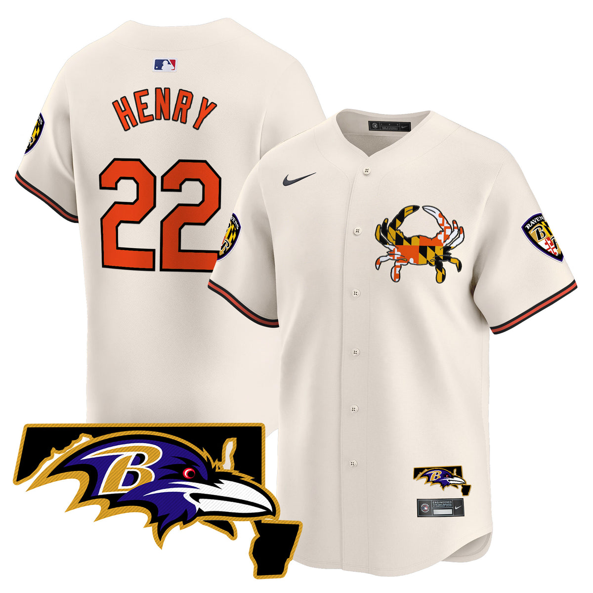 Men's Baltimore Ravens 2024 Vapor Premier Baseball Jersey - All Stitched - Cream - Derrick Henry — view 1