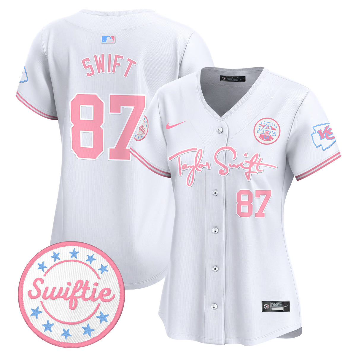 Women's Chiefs Taylor Swift Bubblegum Pink Vapor Premier Limited Jersey - All Stitched - White - Taylor Swift — view 1