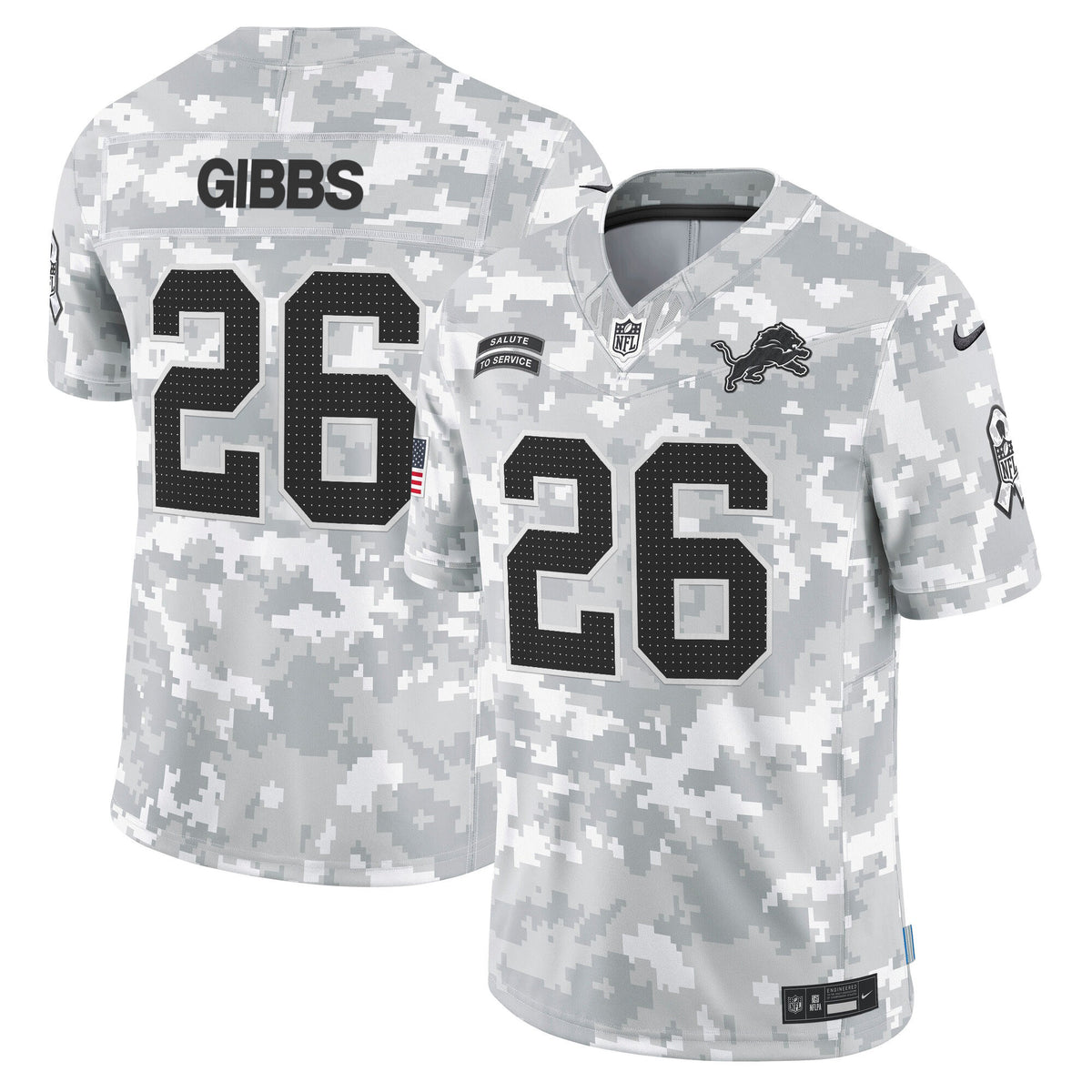 Detroit Lions 2024 Salute to Service Vapor Limited Jersey - Arctic Camo - All Stitched - Jahmyr Gibbs — view 1