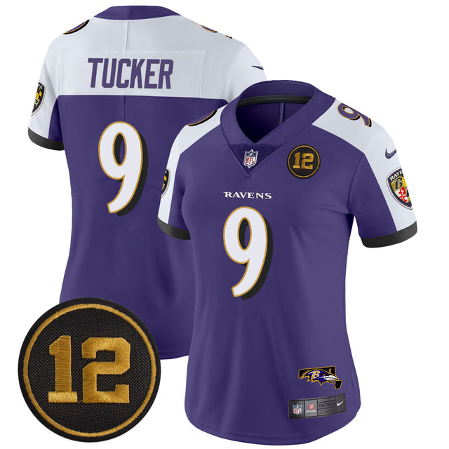 Women's Ravens Jacoby Jones Patch Vapor Limited Jersey - All Stitched - Purple Alternate - Justin Tucker — view 1