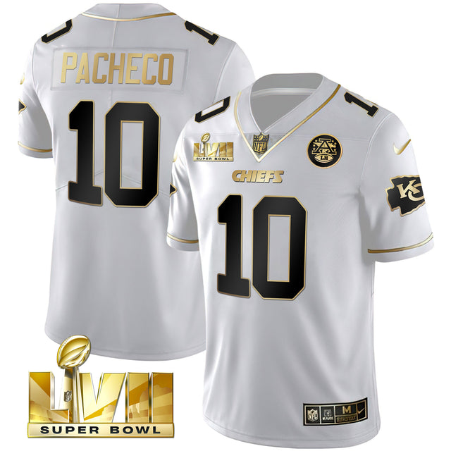 Youth's Chiefs Super Bowl Vapor Gold Jersey - All Stitched - White Gold - Isiah Pacheco — view 1