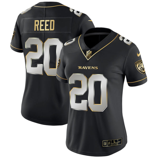 Women's Ravens Gold Vapor Jersey - All Stitched - Black Limited - Ed Reed — view 1