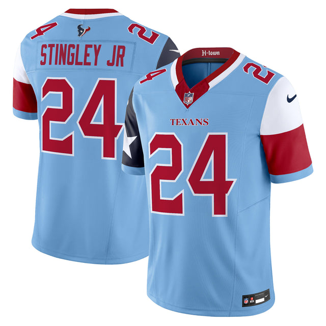 Men's Houston Texans 2024 Vapor Limited Jersey V5 - All Stitched - Blue - Derek Stingley Jr — view 1