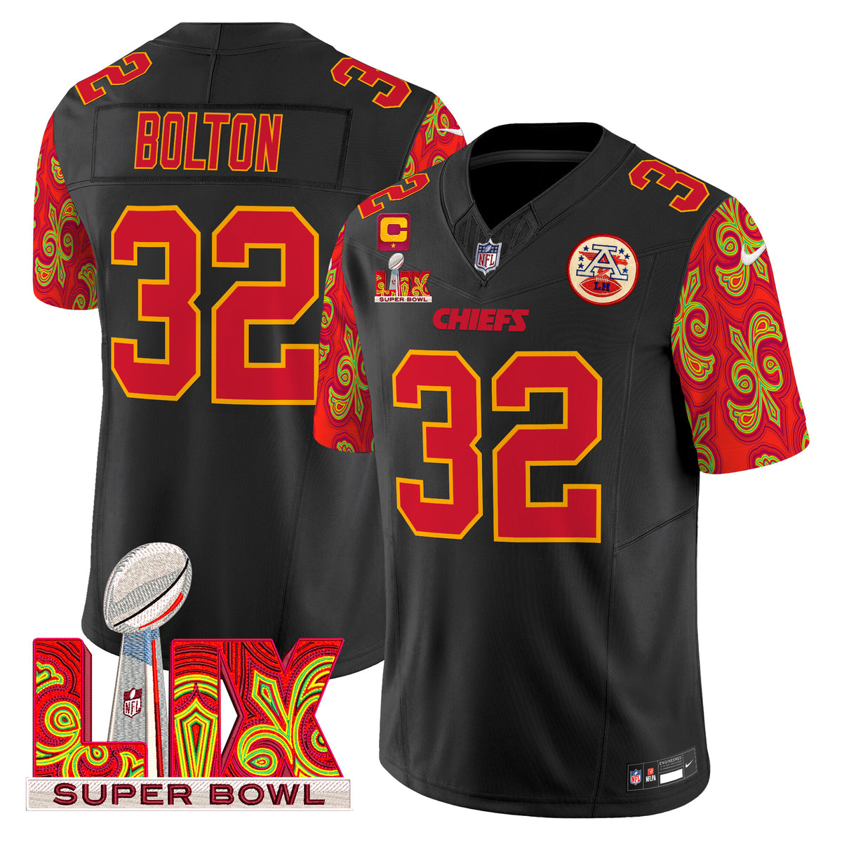 Men's Chiefs Super Bowl LIX Style Vapor Limited Jersey - All Stitched - Black - Nick Bolton — view 1