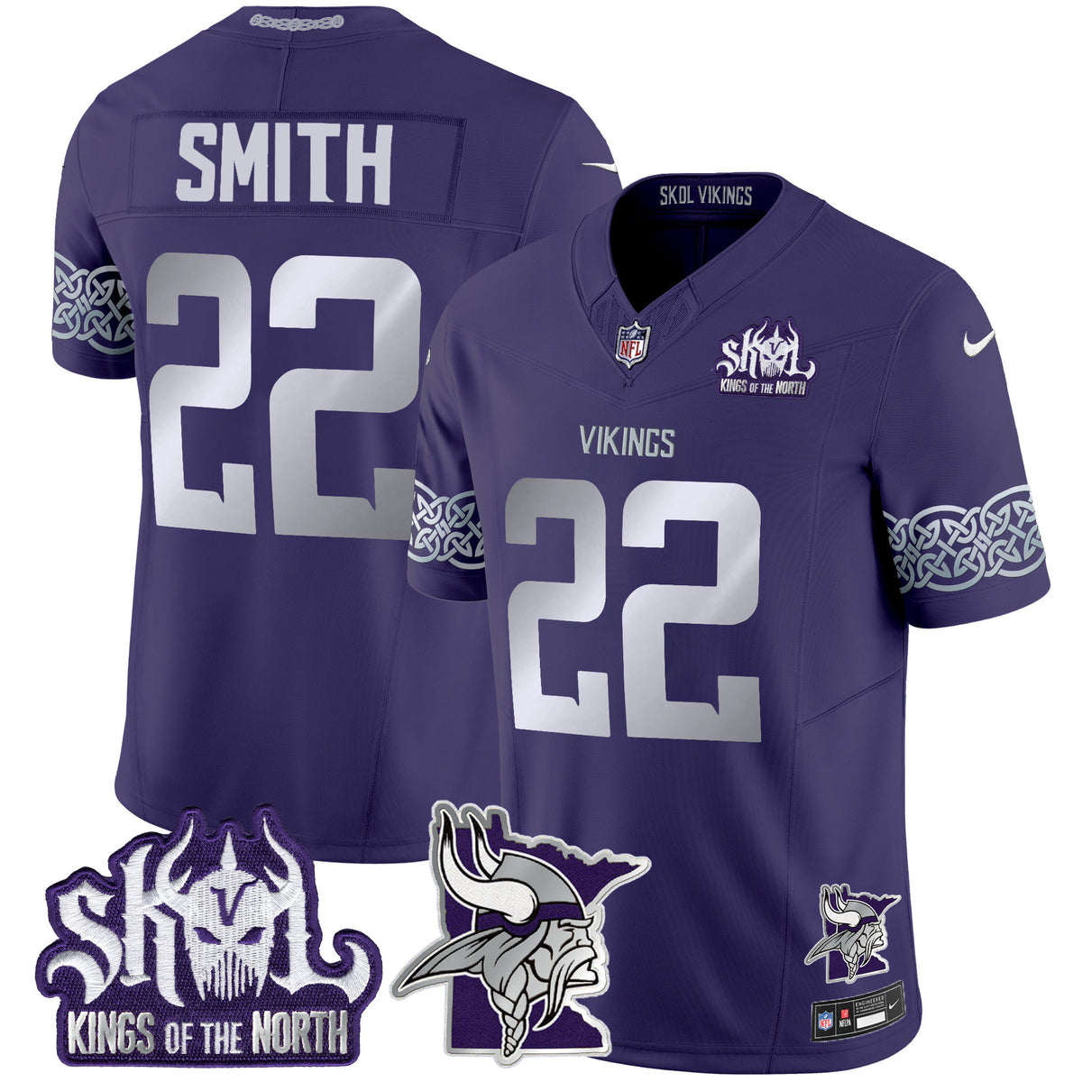 Men's Minnesota Vikings 2024 Winter Warrior Skol Patch Vapor Limited Jersey V2 - All Stitched - Purple - Harrison Smith — view 1