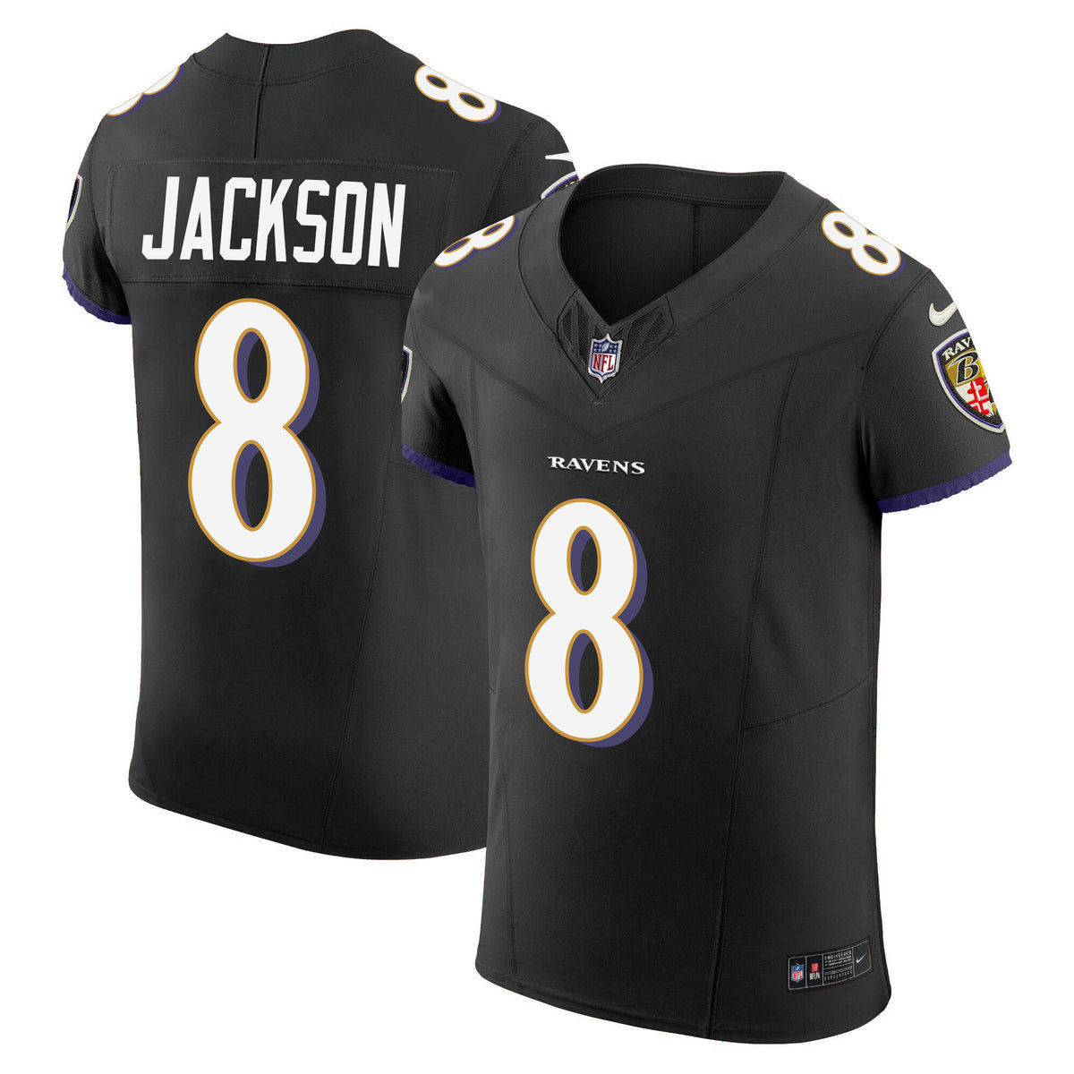 Men's Ravens Vapor Elite Jersey - All Stitched - Black - Lamar Jackson — view 1