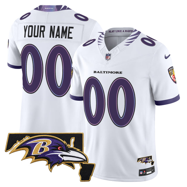 Baltimore Ravens 2026 Vapor Limited Custom Jersey V2 - All Stitched - White — view 1