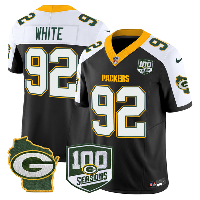 Men's Packers 100th Season & Home Patch Vapor Limited Jersey - All Stitched - Black Alternate - Reggie White — view 1