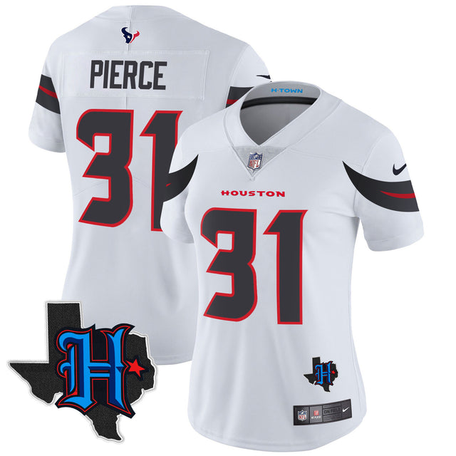 Women's Houston Texans 2024 Texas Patch Vapor Limited Jersey - All Stitched - White - Dameon Pierce — view 1