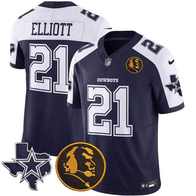 Men's Cowboys Texas & John Madden Patch Vapor Limited Jersey - All Stitched - Alternate Navy - Ezekiel Elliott — view 1